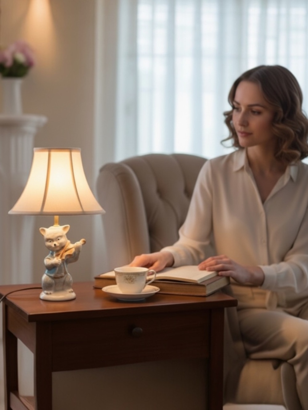 Vintage Whimsical Cat Fiddle Lamp - Picture 4 of 5